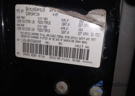 2007 Jeep Liberty Sport из США, поврежденный, VIN 1J4GL48KX7W684205